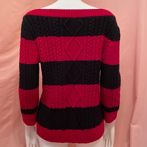 CHAPS Striped Sweater, Black/Red, Size Medium - Picture 3 of 4